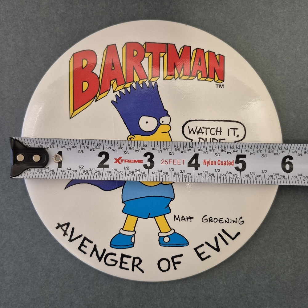 Large Bartman Avenger of Evil Button/Pin/Frame Vintage Collectible